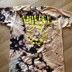 Nirvana band shirt bleach tie dye grunge.